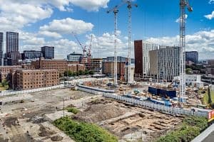 Aerial view of skyline of Manchester. (CoStar/CoStar)