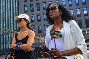 African-Americans in New York celebrate Juneteenth which marks the National Independence Day, June 19 in 1865, ending of slavery in the United States, on June 15, 2024, in New York City. (Getty Images)