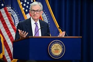 Federal Reserve Chair Jerome Powell speaks during a press conference in Washington, D.C., on Wednesday. (Jim Watson/AFP via Getty Images) 