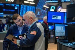 Traders work on the floor during morning trading at the New York Stock Exchange on March 6, 2024. (Getty Images)
