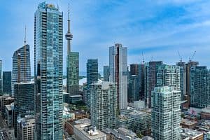 Toronto, Ontario aerial skyline. (Marcus Oleniuk/CoStar)