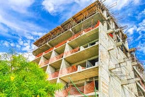 Hoteliers say there's a large supply of empty office spaces and independent hotels across Latin America that are suitable for conversions. Shown here is the construction of a hotel complex in Playa del Carmen, Mexico. (Getty Images)