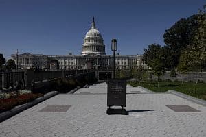 With most of the government shut down, Washington offices — and sidewalks — are less populated. (Mehmet Eser/Anadolu via Getty Images)