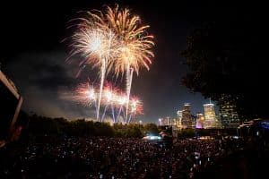 Fireworks during the annual Freedom Over Texas festival on the Fourth of July, Thursday, July 4, 2024, in Houston. (Getty Images)