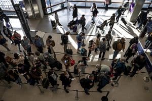 Travelers at San Francisco International Airport in San Francisco on Wednesday, Nov. 22. (Bloomberg/Getty Images)