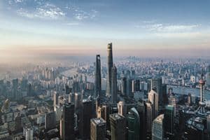 Drone Point View of Shanghai Skyline at Sunrise (Getty Images)