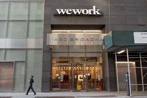 A WeWork building in New York City, one of the major office markets where it has expanded dramatically. (Photo by Alexi Rosenfeld/Getty Images) 
