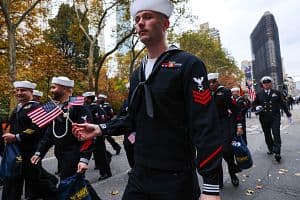 Members of the U.S. Navy participate in the 106th annual Veterans Day Parade on Nov. 11 in New York City. (Getty Images)