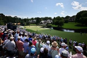 A general view of the seventh green during the third round of the PGA Championship at Quail Hollow Country Club on May 17, 2025, in Charlotte, North Carolina. (Getty Images)