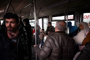 Quake survivors from Gaziantep, Turkey, arrive at Sabiha Gokcen Airport in Istanbul on Feb. 10 just days after two earthquakes hit multiple southern provinces of Turkey on Feb. 6. (Getty Images)
