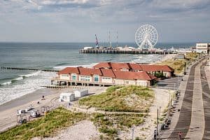 During the week of April 13-19, beach markets in the U.S. saw strong hotel performance, including Myrtle Beach, Norfolk/Virginia Beach and the New Jersey Shore. Pictured is the Atlantic City Boardwalk and beach. (Getty Images)