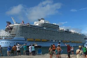 With cruises rising in popularity while hotel RevPAR stays flat, some hoteliers are making a splash with offerings near ports like Port Canaveral, Florida, where Royal Caribbean's newest cruise ship, Utopia of the Seas, took its inaugural cruise on July 19, 2024. (Getty Images)